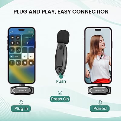Portronics Dash 7 Omnidirectional Type C Wireless Microphone, Noise Cancellation, Plug & Play, Lapel Wireless Mic for Video Recording Portronics Dash 7 Omnidirectional Type C Wireless Microphone, Noise Cancellation, Plug & Play, Lapel Wireless Mic for Video Recording