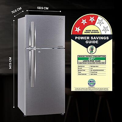 LG 240 L 3 Star Frost-Free Smart Inverter Double Door Refrigerator