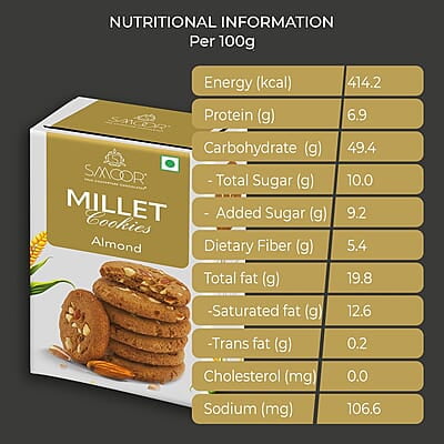 SMOOR Premium Almond Millet Cookies Crunchy & Sweet Gourmet Cookie Biscuits 150g SMOOR Premium Almond Millet Cookies Crunchy & Sweet Gourmet Cookie Biscuits 150g