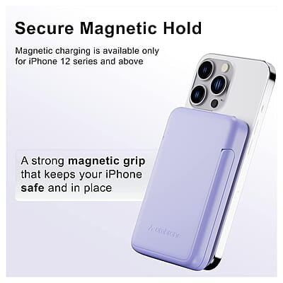 Ambrane 10000mAh Magnetic Wireless Power Bank with Stand, 15W Wireless Fast Charging, Compact 22.5W PD Wired Charger, Compatible with iPhone 12/13/14/15 & Other Wireless Devices Ambrane 10000mAh Magnetic Wireless Power Bank with Stand, 15W Wireless Fast Charging, Compact 22.5W PD Wired Charger, Compatible with iPhone 12/13/14/15 & Other Wireless Devices