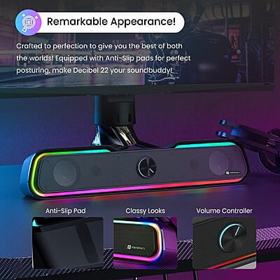 PORTRONICS DECIBEL 10W WIRLESS BLUETOOTH SOUND BAR WITH LED LIGHT PORTRONICS DECIBEL 10W WIRLESS BLUETOOTH SOUND BAR WITH LED LIGHT
