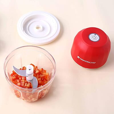 Wonderchef Zippy Rechargeable Wireless Electric Cordless Chopper, Stainless Steel 350 ML, 30 Watts Wonderchef Zippy Rechargeable Wireless Electric Cordless Chopper, Stainless Steel 350 ML, 30 Watts