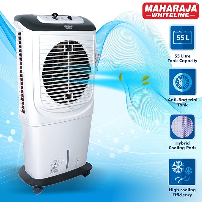 Maharaja White line Plastic Hybridcool 55-Litre Air Cooler with Remote, 55 Liters, Maharaja White line Plastic Hybridcool 55-Litre Air Cooler with Remote, 55 Liters,