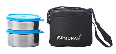 Varmora Stainless Steel Mini Lunch Box, Pink, 2 Pieces