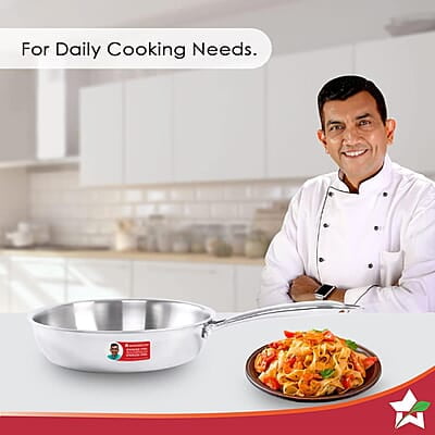 Wonderchef Nigella Tri-ply Stainless Steel 20 cm Fry Pan 1.1 litre 2.5mm Thickness Wonderchef Nigella Tri-ply Stainless Steel 20 cm Fry Pan 1.1 litre 2.5mm Thickness