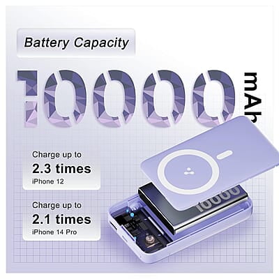 Ambrane 10000mAh Magnetic Wireless Power Bank with Stand, 15W Wireless Fast Charging, Compact 22.5W PD Wired Charger, Compatible with iPhone 12/13/14/15 & Other Wireless Devices Ambrane 10000mAh Magnetic Wireless Power Bank with Stand, 15W Wireless Fast Charging, Compact 22.5W PD Wired Charger, Compatible with iPhone 12/13/14/15 & Other Wireless Devices