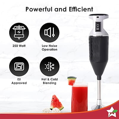 Wonderchef Prima Plus Electric 250 W Hand Blender 2 Speed Button  Hot & Cold Blending