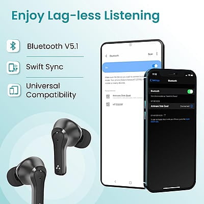 Ambrane TWS in Ear Earbuds with ENC Clear Calls & High Bass, 31h Playtime, BT 5.1 Wireless Headphone, Touch Control in Ear TWS with 4 Mic, IPX4 Water Resistance & Voice Assistance Ambrane TWS in Ear Earbuds with ENC Clear Calls & High Bass, 31h Playtime, BT 5.1 Wireless Headphone, Touch Control in Ear TWS with 4 Mic, IPX4 Water Resistance & Voice Assistance