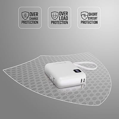 ZEBRONICS MW64 Compact Power Bank, 10000 mAh, Rapid Charge, 22.5W Output, Outputs - Type C Cable | Type C Port | Lightning Port, Percentage Indicator ZEBRONICS MW64 Compact Power Bank, 10000 mAh, Rapid Charge, 22.5W Output, Outputs - Type C Cable | Type C Port | Lightning Port, Percentage Indicator