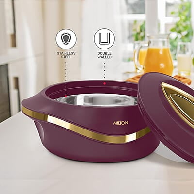 MILTON Pearl 1000 Inner Stainless Steel Casserole, 860 ml Maroon MILTON Pearl 1000 Inner Stainless Steel Casserole, 860 ml Maroon