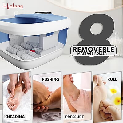 Lifelong Electric Foldable Foot Spa Massager with 8 Manual Massage Rollers, Digital Panel & Water Heating Technology Lifelong Electric Foldable Foot Spa Massager with 8 Manual Massage Rollers, Digital Panel & Water Heating Technology