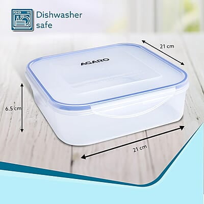 AGARO Airtight Container, Food Storage Container With Lid Rectangular Plastic Body, BPA Free, 2.6L, Pack of 2 AGARO Airtight Container, Food Storage Container With Lid Rectangular Plastic Body, BPA Free, 2.6L, Pack of 2
