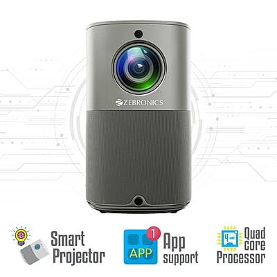 ZEBRONICS PIXAPLAY 18, Smart Vertical Projector, 3800 Lumens, 4K Support, Dolby Audio, 200 inch Screen Size, HDMI, USB, WiFi, Supports Bluetooth, 1080p Native, Electronic Focus, APP Support, Miracast ZEBRONICS PIXAPLAY 18, Smart Vertical Projector, 3800 Lumens, 4K Support, Dolby Audio, 200 inch Screen Size, HDMI, USB, WiFi, Supports Bluetooth, 1080p Native, Electronic Focus, APP Support, Miracast