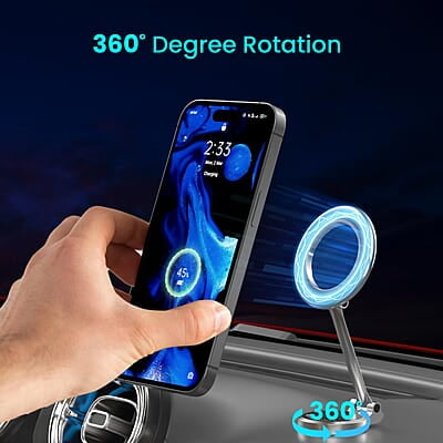 Portronics Mogun 3 Magnetic Car Phone Holder with 360° Rotation Base, Strong Magnets Metal Alloy Build Portronics Mogun 3 Magnetic Car Phone Holder with 360° Rotation Base, Strong Magnets Metal Alloy Build