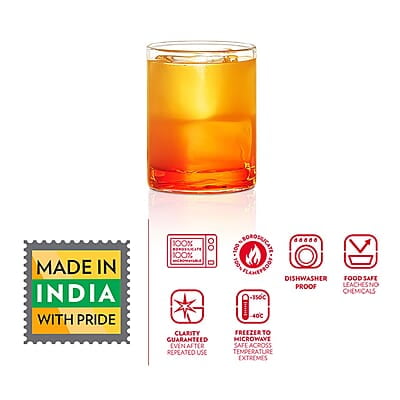 Borosil - Vision Glass Set, 120 Ml, Set of 6, Transparent