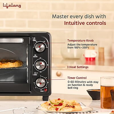 Lifelong OTG 23 Litre - Electric Oven Toaster Griller for Kitchen- 1380W, 3 Heating Mode, Temp & Time Control Lifelong OTG 23 Litre - Electric Oven Toaster Griller for Kitchen- 1380W, 3 Heating Mode, Temp & Time Control