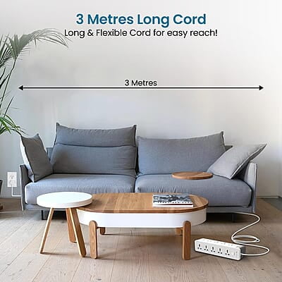 Portronics Power Plate 14 Extension Board with 10 Universal Sockets, 25W Type-C PD, 3 USB Charging Ports, 3 Meter Long Cord, 2500 Watts Portronics Power Plate 14 Extension Board with 10 Universal Sockets, 25W Type-C PD, 3 USB Charging Ports, 3 Meter Long Cord, 2500 Watts