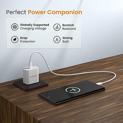 Ambrane 20W Type C Mobile Charger Adapter, Fast Charging for Android, iPhone 14/13,13/12/11/X & Pro, Max Series & Other Type C Enabled Devices, PD Technology, BIS Certified
