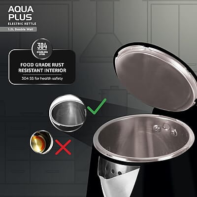 Havells Electric Kettle Aqua Plus 1250 Watts 1.2 liters , Double Layered Cool Touch Outer Body black Havells Electric Kettle Aqua Plus 1250 Watts 1.2 liters , Double Layered Cool Touch Outer Body black