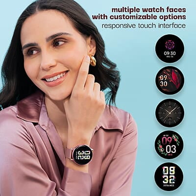 Vibez by Lifelong Luxury Smart Watch for Women - Emerald Rose Gold Smartwatch with Metal Strap, 1.39 Inch HD Display, IP67, Bluetooth Calling, 100+ Watch Faces, Health Tracker & Sports Modes Vibez by Lifelong Luxury Smart Watch for Women - Emerald Rose Gold Smartwatch with Metal Strap, 1.39 Inch HD Display, IP67, Bluetooth Calling, 100+ Watch Faces, Health Tracker & Sports Modes