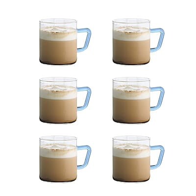 Borosil Vision 6 Pcs Tea n Coffee Borosillicate Glass 190 ml Classic Mug Set with Green Handle | Microwave Safe, Scratch Resistance, Lightweight | for Chai, Green Tea, Milk | Transparent Borosil Vision 6 Pcs Tea n Coffee Borosillicate Glass 190 ml Classic Mug Set with Green Handle | Microwave Safe, Scratch Resistance, Lightweight | for Chai, Green Tea, Milk | Transparent
