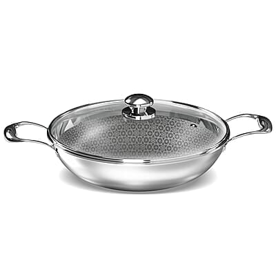 Preethi Diva Collection Triply Stainless Steel Kadai with API Technology, 20 cm, Gas & Induction
