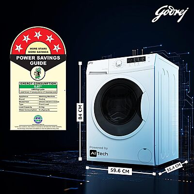 Godrej 8 Kg 5 Star I-Sense Technology Fully-Automatic Front Load Washing Machine Godrej 8 Kg 5 Star I-Sense Technology Fully-Automatic Front Load Washing Machine