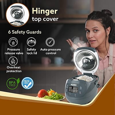 AGARO Imperial Electric Rice Cooker, 2L Ceramic Coated Inner Bowl, Steam Basket, 8 Preset Cooking Function with Advanced Fuzzy Logic 350W AGARO Imperial Electric Rice Cooker, 2L Ceramic Coated Inner Bowl, Steam Basket, 8 Preset Cooking Function with Advanced Fuzzy Logic 350W