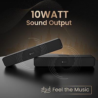 Portronics Decibel 24 10W Bluetooth Soundbar Speaker with in Built Mic, HD Sound, Bluetooth 5.3v/USB/TF Card/Aux in Portronics Decibel 24 10W Bluetooth Soundbar Speaker with in Built Mic, HD Sound, Bluetooth 5.3v/USB/TF Card/Aux in