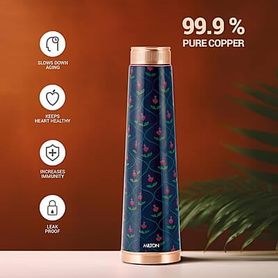 MILTON Copper Delight Design Water Bottle, 915 ml, Ethnic Lacquer Coating, Curved bottle MILTON Copper Delight Design Water Bottle, 915 ml, Ethnic Lacquer Coating, Curved bottle