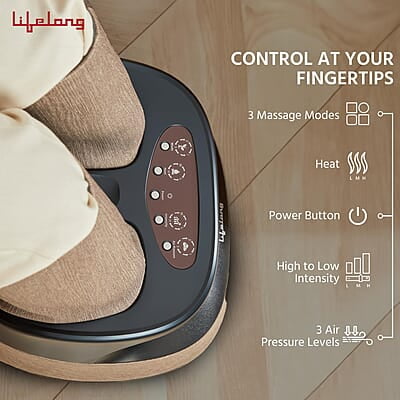 Lifelong Air Pressure Foot & Leg Massager Machine 14 Compression Air Bags,6 Foot Rollers & 3 Massage Modes Lifelong Air Pressure Foot & Leg Massager Machine 14 Compression Air Bags,6 Foot Rollers & 3 Massage Modes