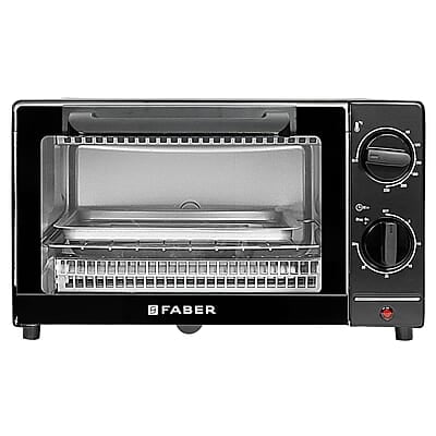 Faber 9L 1000W OTG Bake, Toast, Grill | Upper & Lower SS Heating Auto-Shut Off, Ready Bell