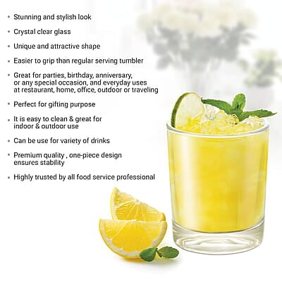 Treo by Milton Embassy Cool Glass Tumbler, Set of 6, 155 ml Each, Transparent |Serve Juices | Cold Drinks | Water | Cocktails | Mixed Drinks