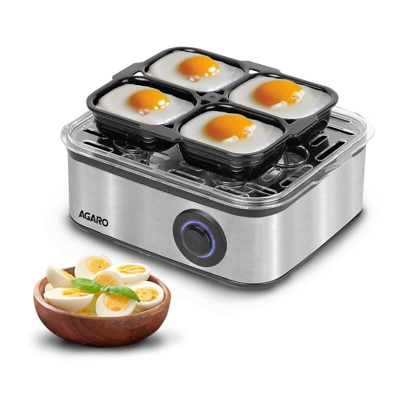 AGARO Grand Egg Boiler and Poacher,2-in1 Boils 8 Eggs, Poach 4 Eggs, Steamed Vegetables, 3 Boiling Modes, Stainless Steel Body, Transparent Lid, 500 Watts, Silver 14 ounces AGARO Grand Egg Boiler and Poacher,2-in1 Boils 8 Eggs, Poach 4 Eggs, Steamed Vegetables, 3 Boiling Modes, Stainless Steel Body, Transparent Lid, 500 Watts, Silver 14 ounces