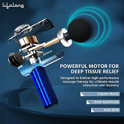 Lifelong Gun Massager for Pain Relief with Cold Compression & 99 Speed Settings - Rechargeable, 5 Massage Heads, 3 Modes for Full Body Deep Tissue Percussion Massage Lifelong Gun Massager for Pain Relief with Cold Compression & 99 Speed Settings - Rechargeable, 5 Massage Heads, 3 Modes for Full Body Deep Tissue Percussion Massage