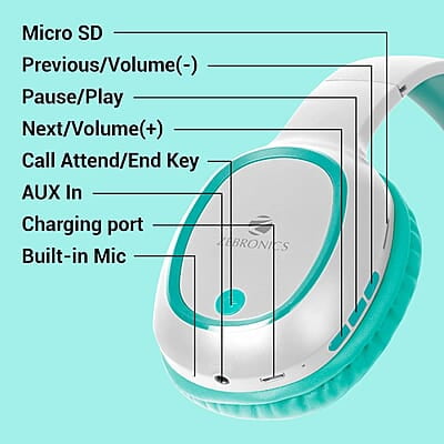ZEBRONICS Thunder Bluetooth 5.3 Wireless Over ear Headphones with 60H Backup, Gaming Mode, Dual Pairing, ENC, AUX, Micro SD, Voice Assistant, Comfortable Earcups, Call Function ZEBRONICS Thunder Bluetooth 5.3 Wireless Over ear Headphones with 60H Backup, Gaming Mode, Dual Pairing, ENC, AUX, Micro SD, Voice Assistant, Comfortable Earcups, Call Function