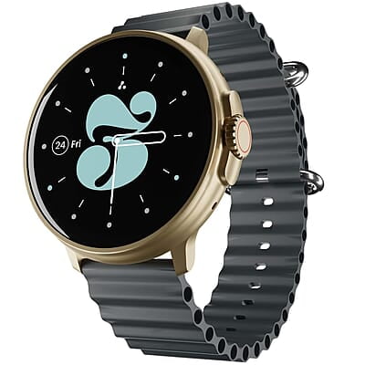 Ambrane 1.39'' LucidDisplay, Premium Aesthetics, Bluetooth Calling Round SmartWatch, Functional Crown, 500 NITS Brightness, 100+ Sports Mode with IP68, 100+ Watch Faces Rush