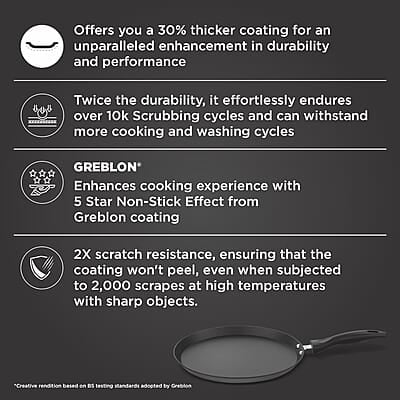 Preethi Dura Collection Non Stick Tawa, 28 cm, Gas & Induction Compatible Preethi Dura Collection Non Stick Tawa, 28 cm, Gas & Induction Compatible
