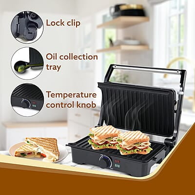 AGARO Galaxy 1000-Watt Sandwich Maker with Non-Stick Grill Plates, 180° Flat Openble Plates AGARO Galaxy 1000-Watt Sandwich Maker with Non-Stick Grill Plates, 180° Flat Openble Plates