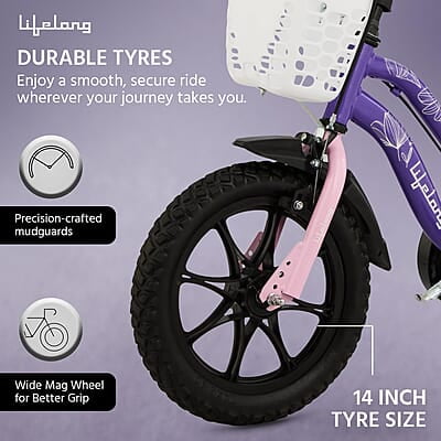 Lifelong Juniors Ride Cycle 14T with Training Wheel, Mudguard for Boys and Girls Lifelong Juniors Ride Cycle 14T with Training Wheel, Mudguard for Boys and Girls