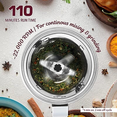 Borosil Grande 1000 W Mixer Grinder, With Double Ball Bearings, 4 Jars (3 SS Jars (1.5 L Blending Jar, 1.2 L Dry/Wet Grinder, 400 ml Chutney Jar) & 1 PC Jar with Fruit Filter) Mixie For Kitchen Borosil Grande 1000 W Mixer Grinder, With Double Ball Bearings, 4 Jars (3 SS Jars (1.5 L Blending Jar, 1.2 L Dry/Wet Grinder, 400 ml Chutney Jar) & 1 PC Jar with Fruit Filter) Mixie For Kitchen