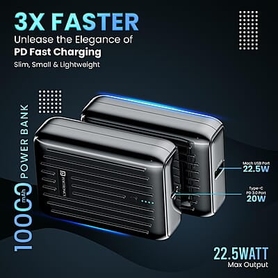 Portronics Zapcell 10k 10000mAh 22.5W Pocket Size Powerbank With Compact And Light Weight Design Portronics Zapcell 10k 10000mAh 22.5W Pocket Size Powerbank With Compact And Light Weight Design