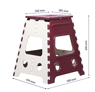 Varmora 18 Inches Super Strong Folding Step Stool Red Varmora 18 Inches Super Strong Folding Step Stool Red