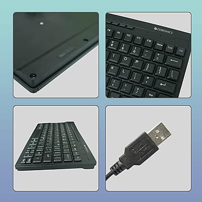 Zebronics ZEB-K04 Mini Multimedia USB Wired Keyboard with 96 UV Coated Keys, Slim & Compact, for PC/Mac Zebronics ZEB-K04 Mini Multimedia USB Wired Keyboard with 96 UV Coated Keys, Slim & Compact, for PC/Mac