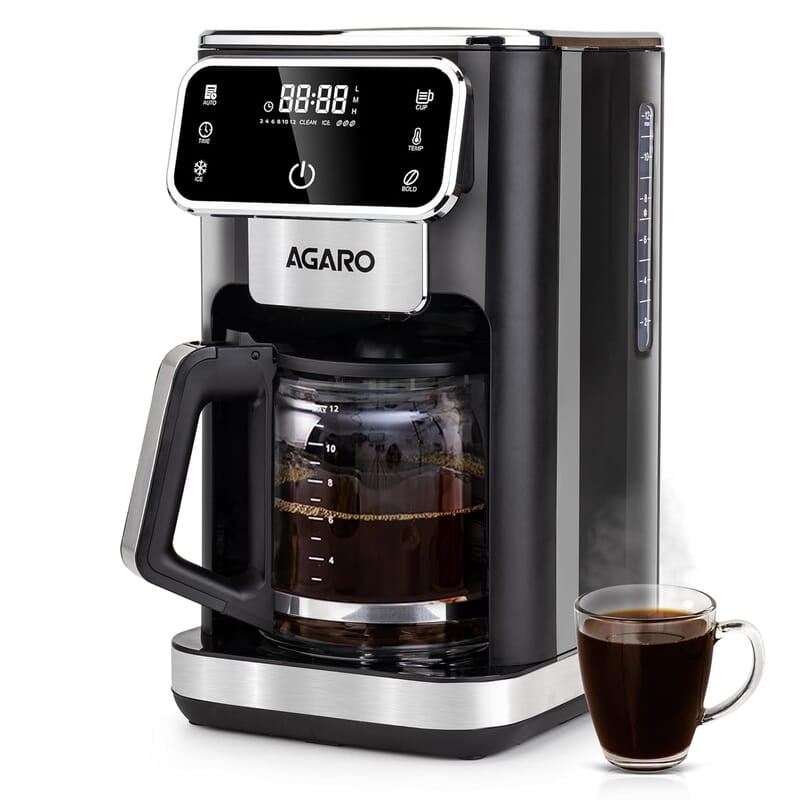 AGARO Primo Drip Coffee Maker, Brew & Drip Coffee Maker, Up to 12 Cups of Coffee, Fast Heating, Adjustable Temperature & Timer AGARO Primo Drip Coffee Maker, Brew & Drip Coffee Maker, Up to 12 Cups of Coffee, Fast Heating, Adjustable Temperature & Timer