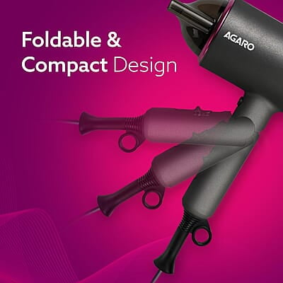 AGARO HD-1214 Premium Hair Dryer with 1400 Watts Motor, 3 Temperature Settings & Cool Shot AGARO HD-1214 Premium Hair Dryer with 1400 Watts Motor, 3 Temperature Settings & Cool Shot