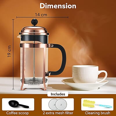 AGARO Royal French Press Coffee And Tea Maker, Borosilicate Glass Body With Sleeves, Glass Carafe, BPA Free Plastic Lid Strainer, 600Ml AGARO Royal French Press Coffee And Tea Maker, Borosilicate Glass Body With Sleeves, Glass Carafe, BPA Free Plastic Lid Strainer, 600Ml
