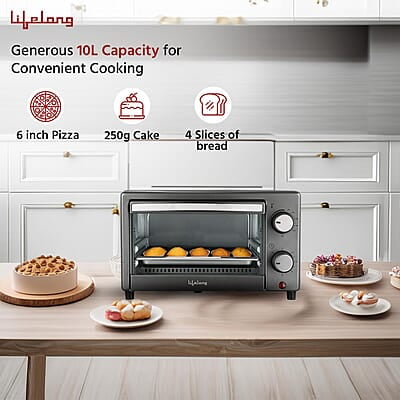 Lifelong OTG 10 Litre for Kitchen with Baking Tray - 800W Electric Oven Toaster Griller Lifelong OTG 10 Litre for Kitchen with Baking Tray - 800W Electric Oven Toaster Griller