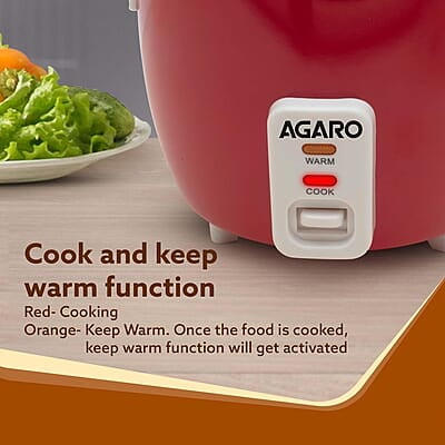 AGARO Elegant Electric Rice Cooker, 1L, 400W, Automatic Boiler, Steamer, Removable Aluminium Pot AGARO Elegant Electric Rice Cooker, 1L, 400W, Automatic Boiler, Steamer, Removable Aluminium Pot