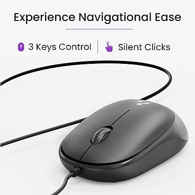 Ambrane Wired USB Mouse, Plug & Play, High Resolution 1600 DPI Optical Sensor, 3-Button Design, Clickable Scroll Wheel, Ambidextrous, Ergonomic Mouse for Comfortable All-Day Grip Ambrane Wired USB Mouse, Plug & Play, High Resolution 1600 DPI Optical Sensor, 3-Button Design, Clickable Scroll Wheel, Ambidextrous, Ergonomic Mouse for Comfortable All-Day Grip